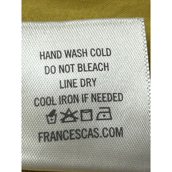 Francesca’s Alya Blouse Tank Top Womens XS Gold Floral Swiss Dot Boho Ruffle - Picture 6 of 9